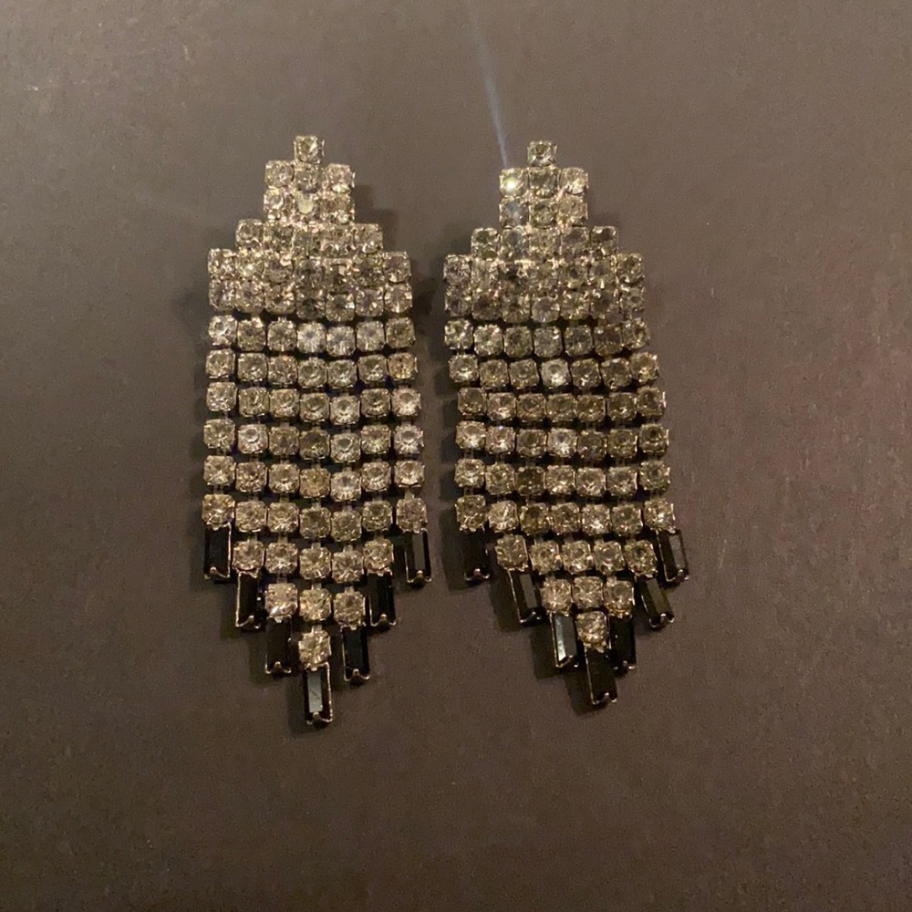 Rhinestone and black earrings